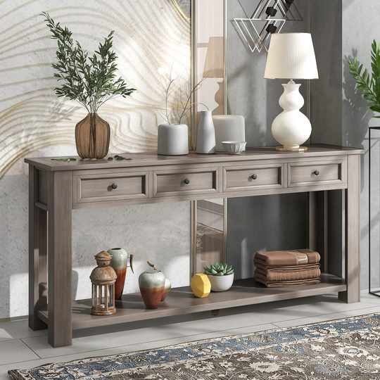 Nestfair Console Table Sofa Table with Storage Drawers and Bottom Shelf