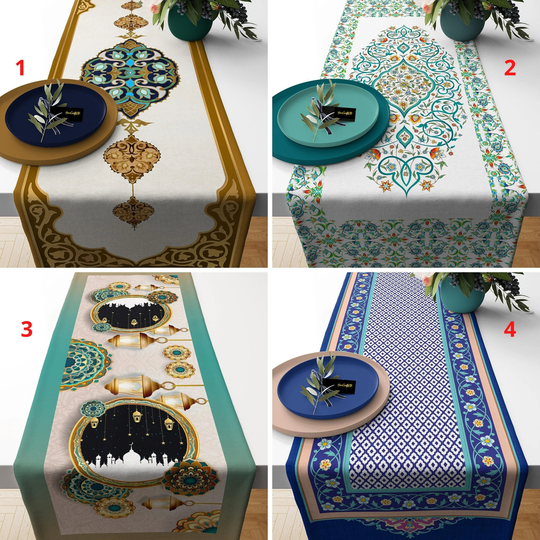 Ramadan Table Runner, Decoration Islamic Religious Motif Cover, Gift For Muslim, Ethnic Decor, Home