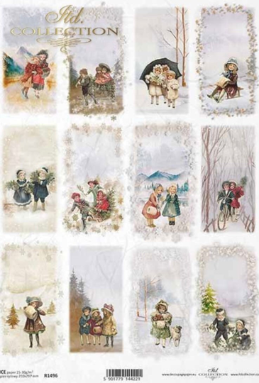 Rice Paper For Decoupage, Victorian Children, Decorative Mulberry Tissue, Scrapbooking, Card Making, 1 A4 Sheet, R1496