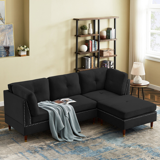 Sectional Sofa Couch with Ottoman,for Apartment and Living Room