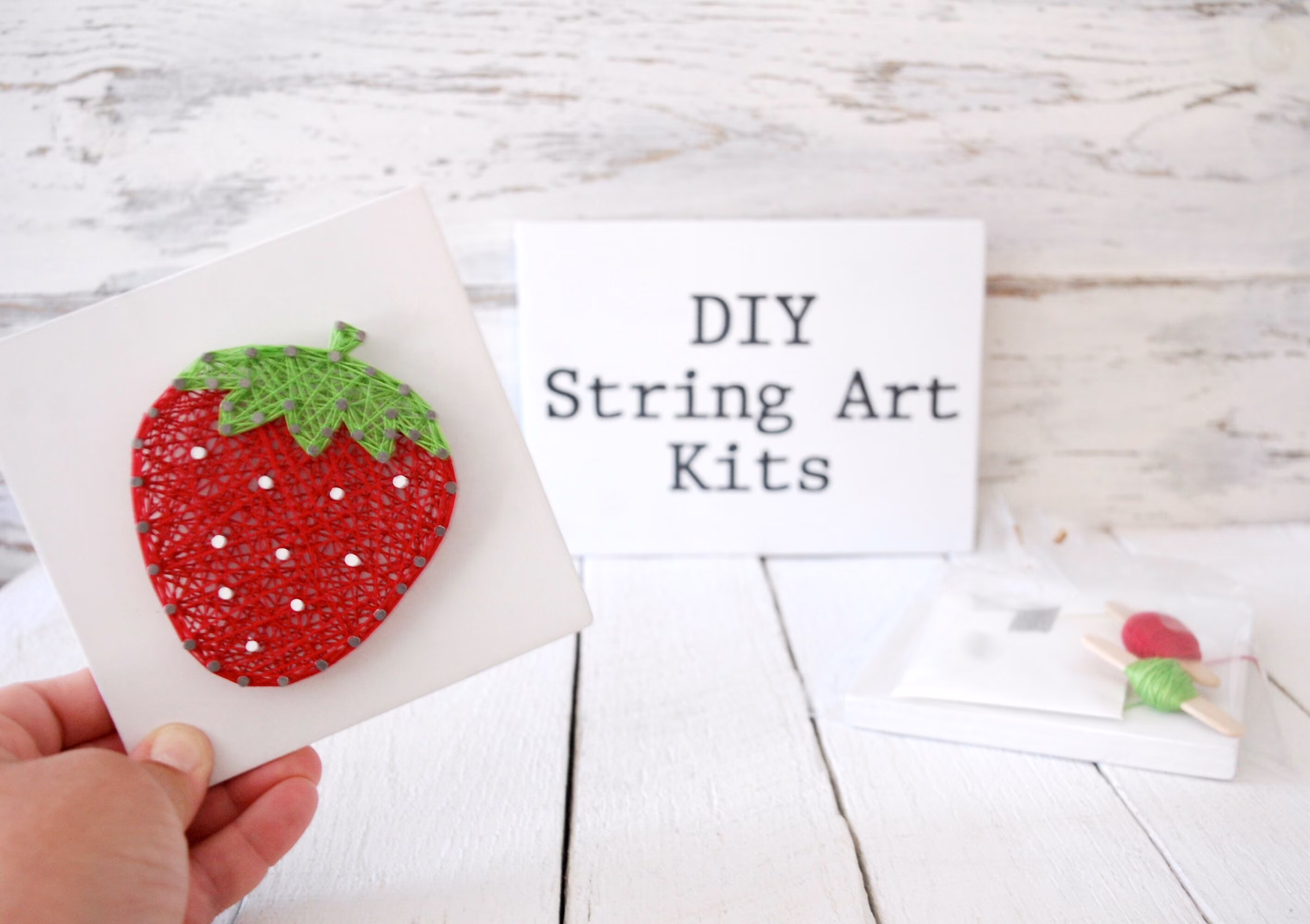 Diy Strawberry String Art Kit, Do It Yourself, Strawberry Sign, Summer Decor, Diy Craft Kit, Fruit Tiered Tray Home Decor