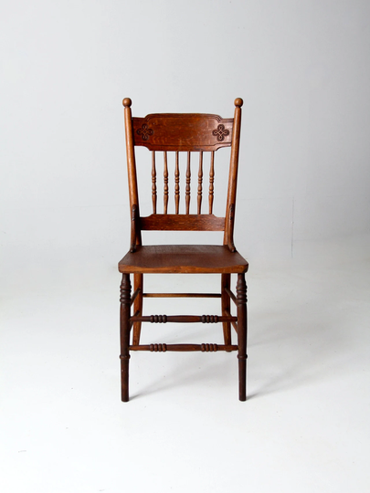 Antique Wooden Chair With Celtic Knot