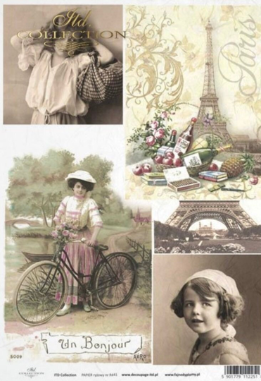 Rice Paper For Decoupage, Vintage Woman, Decorative Mulberry Tissue, Scrapbooking, Card Making, 1 A4 Sheet, R636