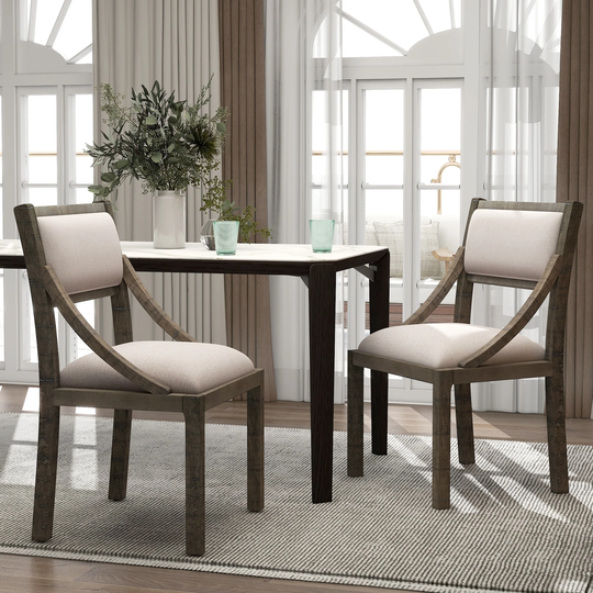 Retro Wood Dining Chairs Set of 2