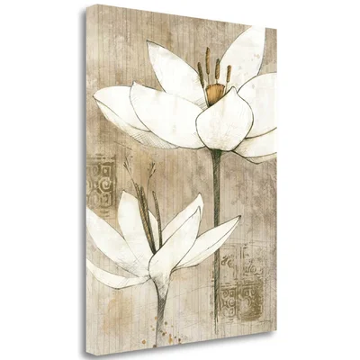 'Pencil Florals I' Graphic Art Print on Canvas