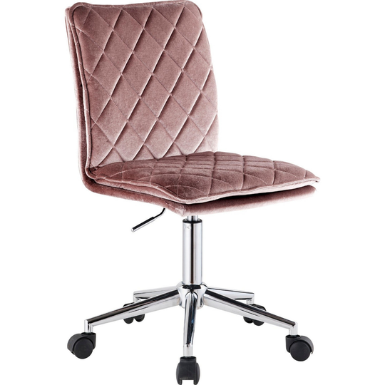 Fabric Upholstered Office Chair, Pink and Silver