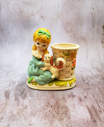 Pen/Pencil Holder & Sharpener 1960's 1970's Made in Japan Desk Decor Kitsch