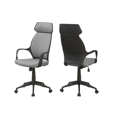 Office Chair With Pedestal Base And Upholstered In A Grey Microfiber