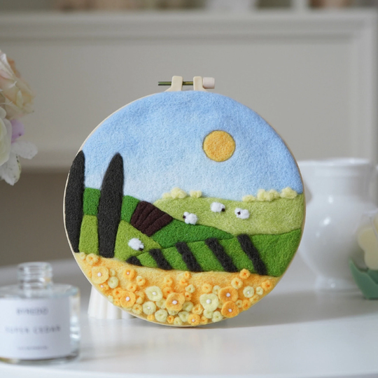 Summer Needle Felting Picture Kit Diy Craft Gift With Everything To Make, Easy For Beginner, Mother's Day - 20cm 8 Inch