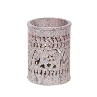 Handmade Helping Elephant Soapstone Pen Holder