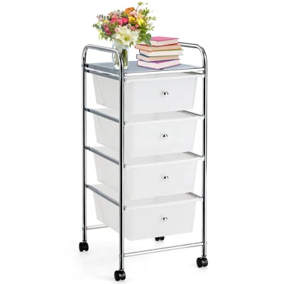 Alnis Rebrilliant Cart Container Bins with Wheels for Home School Office 4 Drawer Storage Chest