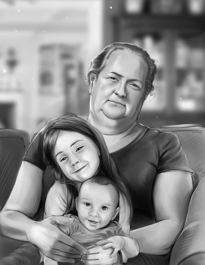 Custom Portrait From Photo, Personalized Portrait, Pencil Painting Family Merge Deceased Loved One Photos, Memorial Gift