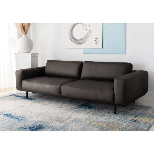 SAFAVIEH Couture Elyssa Top Grain Leather Sofa - 94.5" W x 41.7" L x 28.7" H