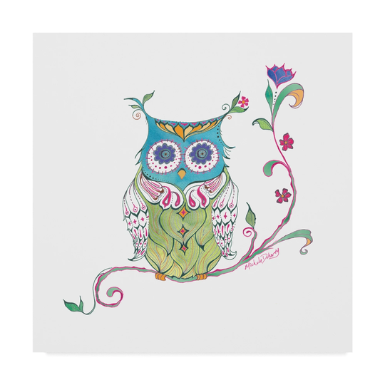 Green Girl Canvas 'Owl Branch' Canvas Art - Multi-color