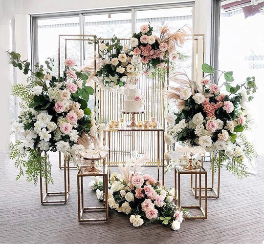 Wedding Dessert Table Decoration Props Square Pillars Party Centerpiece Decor Geometric Flower Stand Cake Home Decorative