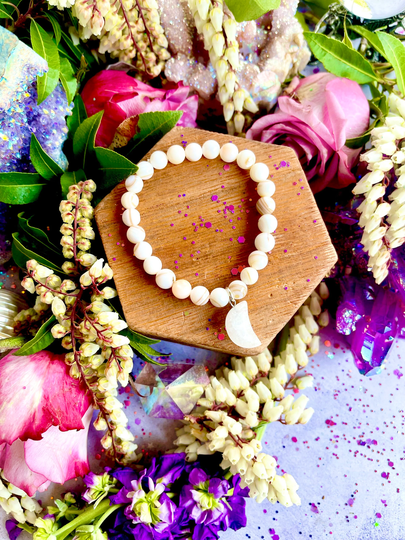 Mother Of Pearl Moon Bracelet ~ Anita Apothecary, Witch Jewelry, Moon Phase Bracelet, Celestial Sea Witch Jewelry