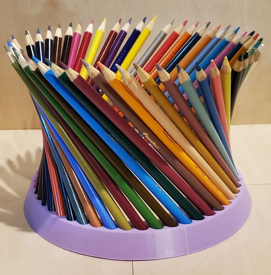 3D Printed Pencil Holder, Round, Spiral, 48 Ct, Colored Pencils
