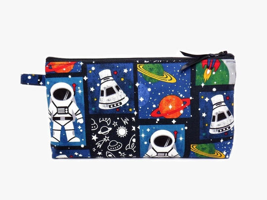 Tall Pencil Case, Back To School, Student Supplies, Standing Large Pouch, Astronaut Spaceship Pouch
