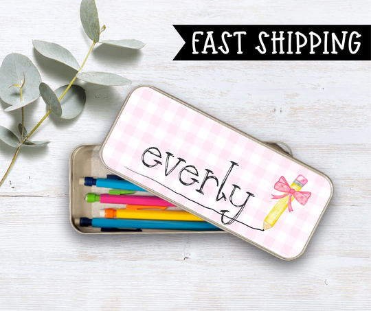 Personalized Crayon Or Pencil Box, Snack Back To School, Craft Supply Holder, Kids Tin Box