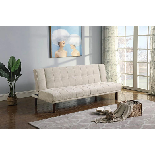 Finnegan Beige Upholstered Tufted Sofa Bed