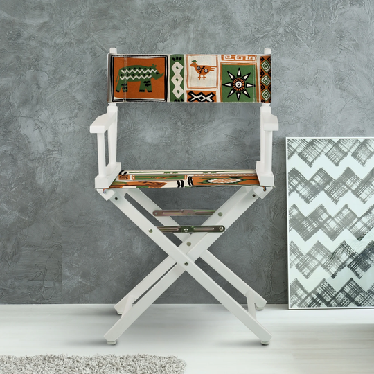 18" Director's Chair White Frame-Congo BongoNatural - 21.75"W x 17"D x 33.75"H