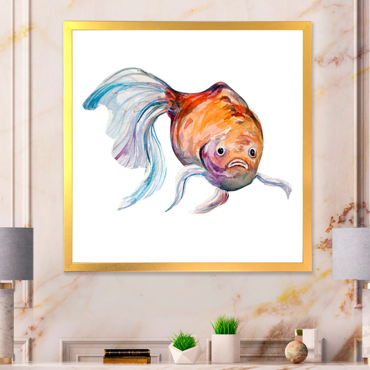 Designart 'Water Color Fish Art' Tropical Framed Wall Art