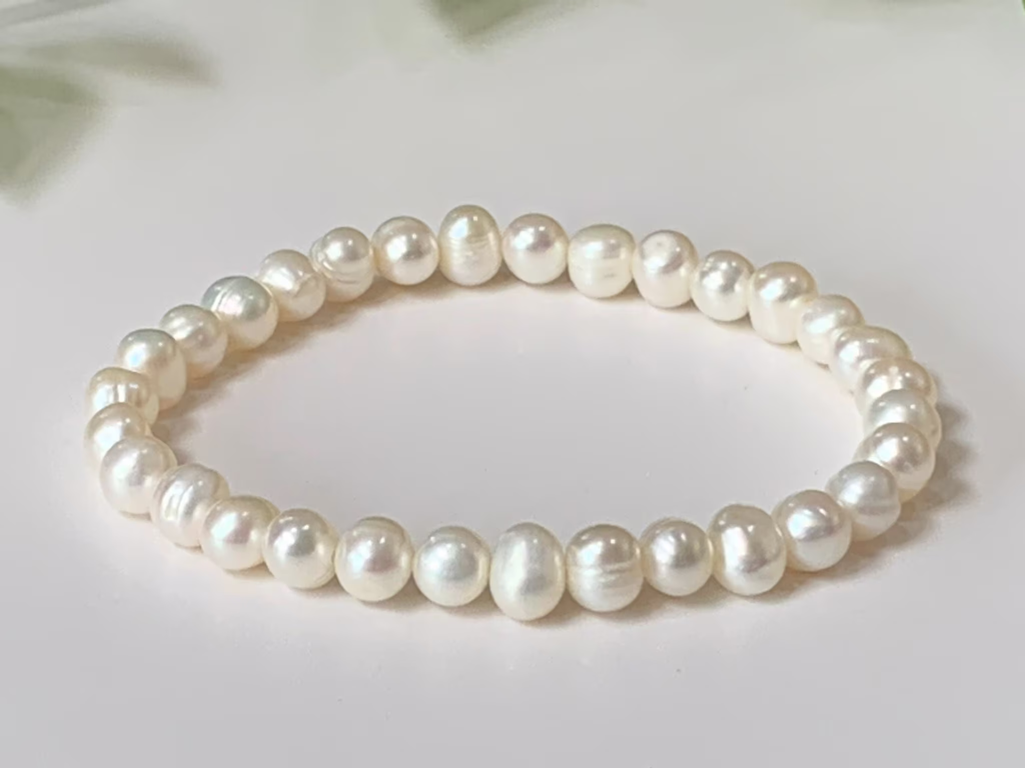 Freshwater Pearl Stretch Bracelet, Grade Aa+ Natural Beads, Cultured Pearls, June Birthstone, Bridesmaid Jewelry
