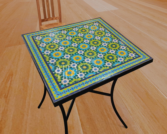 Mosaic Table For Garden For Outdoor Patio, Ceramic Square Table, Indoor & Table, Handcrafted Table, Personalized Tile Design