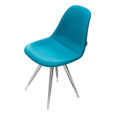 Angel Leather Upholstered Side chair in Chrome