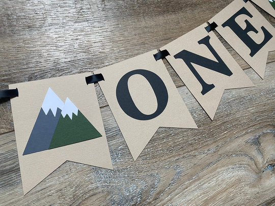 Mountain High Chair Banner First Birthday Adventure Theme Party Decorations