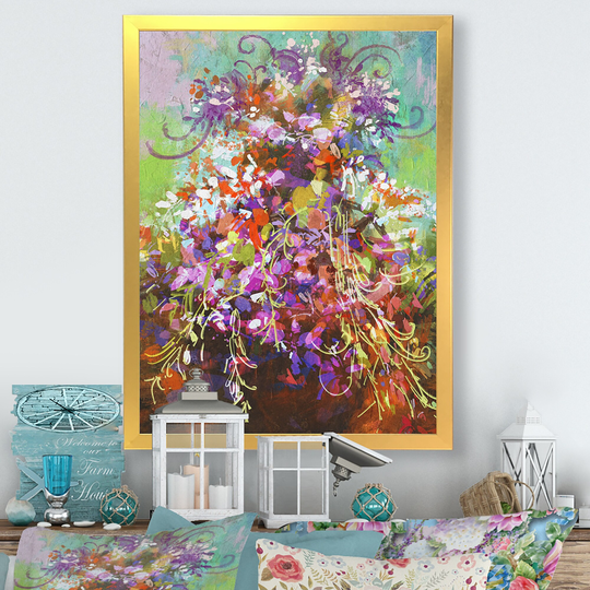 Designart 'Bouquet Of Colorful Flowers' Traditional Framed artwork