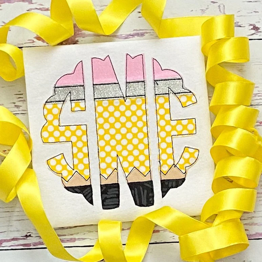 Back To School Pencil Monogram Shirt - Embroidered Shirt