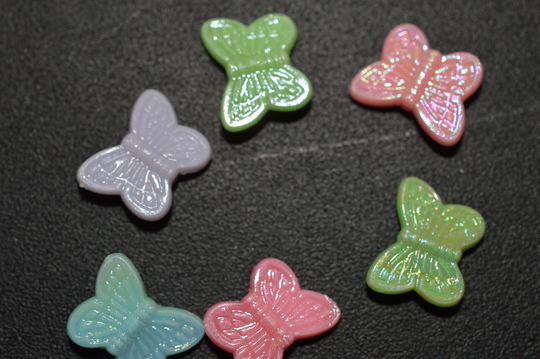 Adorable Assorted Color Acrylic 11x14mm Butterfly Beads, Ab Coated | 4170010 E6-2-01