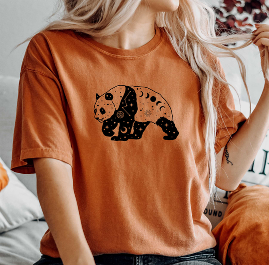 Comfort Colors Celestial Animals Shirt, Panda Top, T-Shirt, Comfy Oversized Boho Shirt