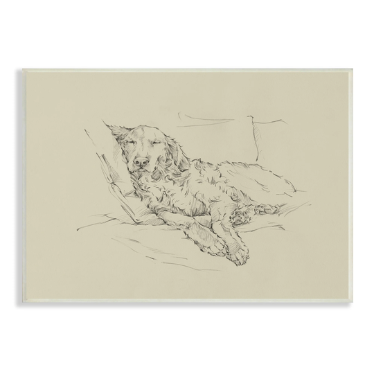 Stupell Industries Peaceful Resting Labrador Dog Pencil Sketch Drawing Wood Wall Art, Design by Ethan Harper - Beige