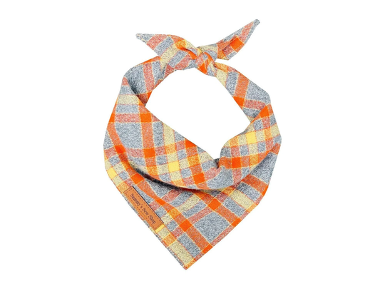 Fall Flannel Dog Bandana | Orange & Grey Plaid Pet Personalized Decor Custom Clothing Accessories