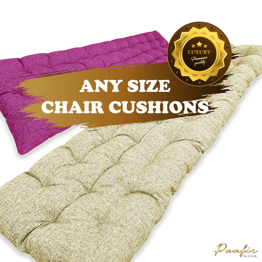 Beige Brown Tufted Bench Chair Cushions, Long Window Seat Cushion, Floor Comfy Buttoned Pads, Machine Wash