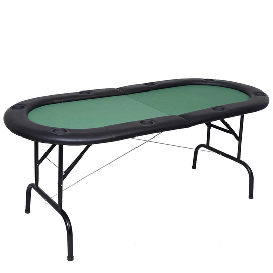 8 Players Texas Holdem Foldable Poker Table - 73" x 32" x 30"