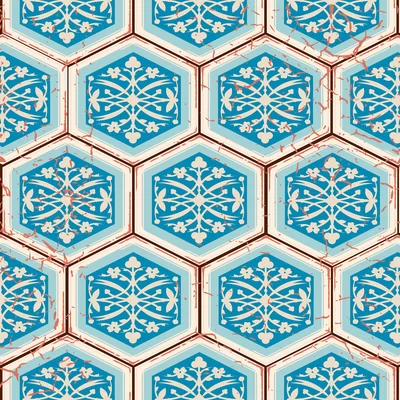 Nailsworth Portuguese Hexagonal Tiles 10' L x 24" W Peel and Stick Wallpaper Roll