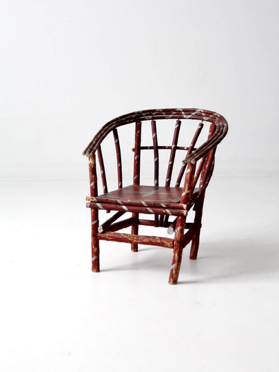 Antique Folk Art Children's Chair, Bentwood Twig Chair