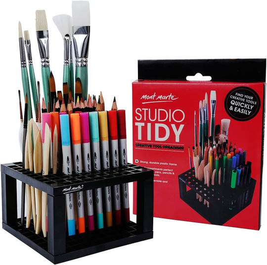Mont Marte 96 Hole Plastic Pencil & Brush Holder For Paint Brushes, Pencils, Markers, Pens & Modeling Tools