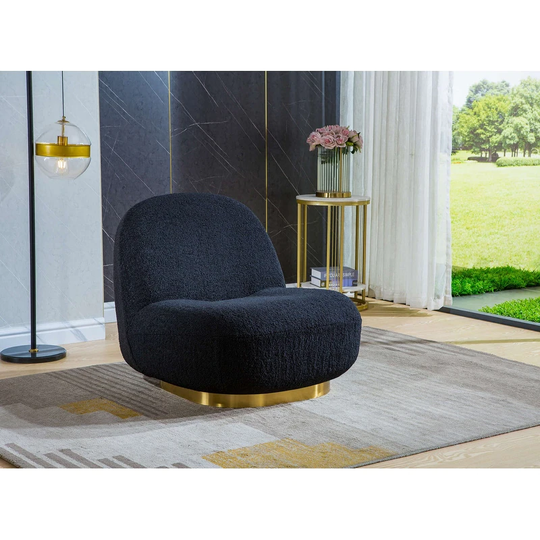 Modern Velvet Swivel Barrel Chair with Gold Finish Stainless Steel Base