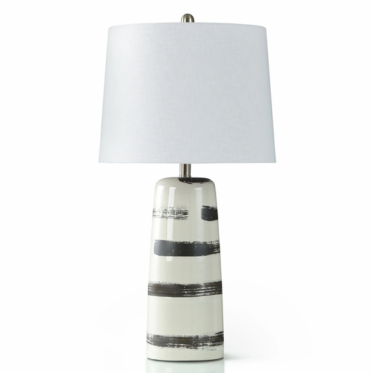 Rhapsody Table Lamp - White And Charcoal Brush Stroke Base