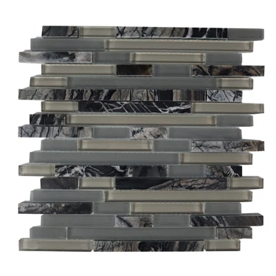 Muni Random Sized Beveled Glass Linear Mosaic Wall Tile