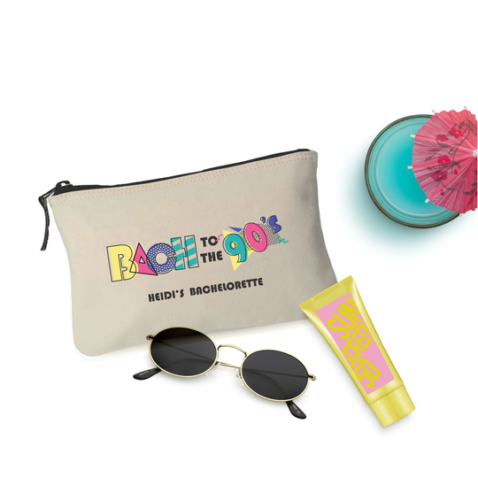 90's Theme Custom Cosmetic Bag, Zippered Makeup Pencil Zipper Pouch, Bridesmaid Gift Kids Art Party Bags