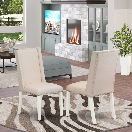 East West Furniture Parson Dining Chair - Linen Fabric Seat and Solid Wood Dining Chairs Set of 2 (Finish Options)