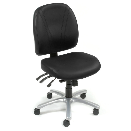 Multifunctional Office Chair, Synthetic Leather, Mid Back, Black - 27.17"L x 24.41"W x 40.6"H