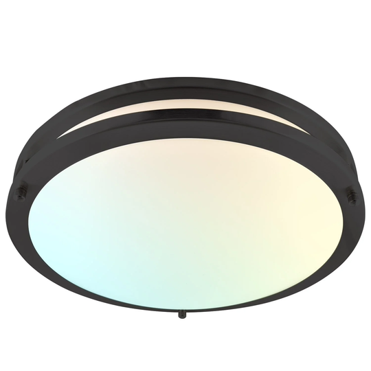Luxrite 14 Inch LED Flush Mount Ceiling Light 5 Color Selectable Dimmable 18W 1440 Lumens ETL Listed Matte Black
