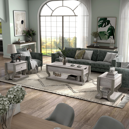 DH BASIC Coastal White 3-piece Lift-top Coffee Table Set by Denhour