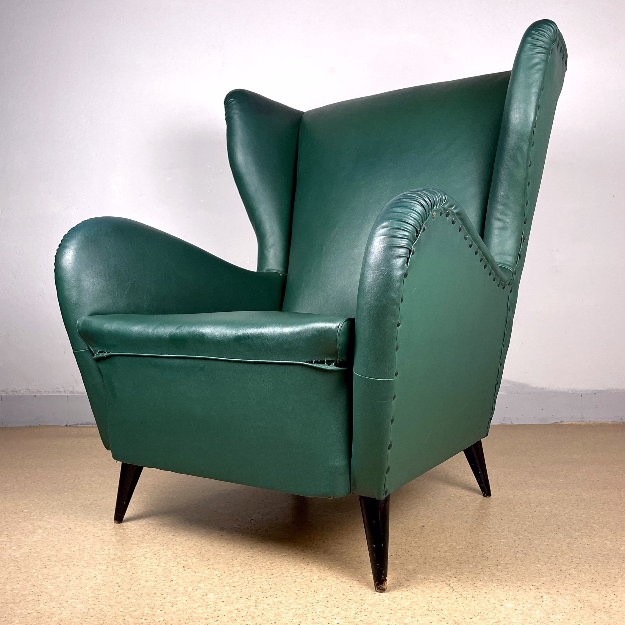 Armchair Of Paolo Buffa Italy 1950S Green Leather Design Chair